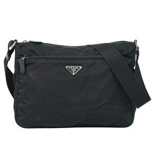 Prada Nylon Shoulder Bag Pochette Black